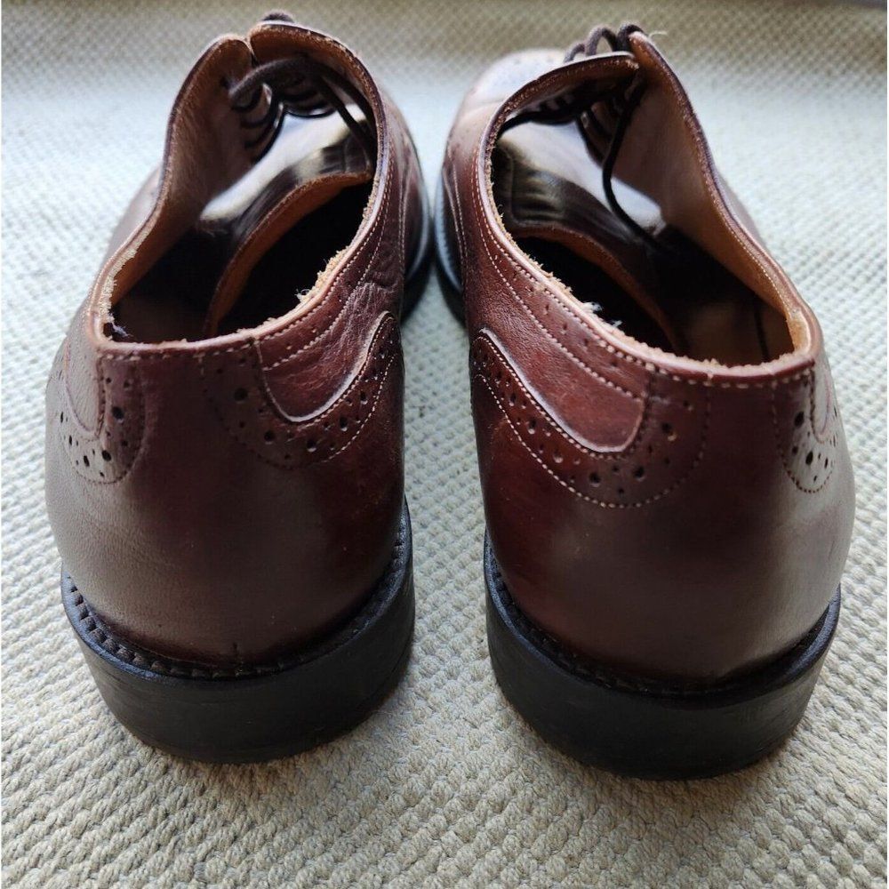 Hadley London Shoes Size 11 Semi Brogue Oxfords Soft Brown Leather Laces Mens - Picture 6 of 12